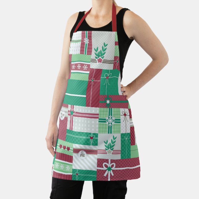 Christmas holiday gifts mosaic xmas design apron (Insitu)
