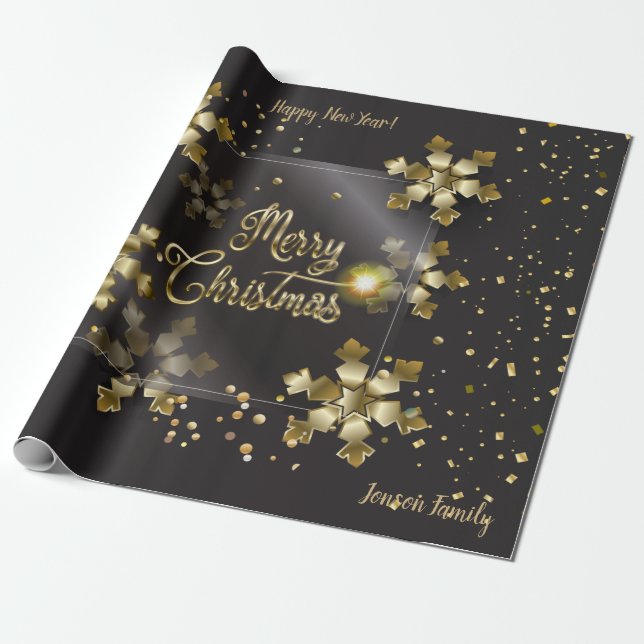 Christmas Holiday Gifts & Your Wishes Personal Wrapping Paper (Unrolled)