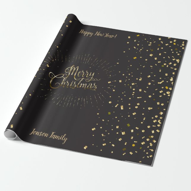 Christmas Holiday Gifts & Your Wishes Personal Wrapping Paper (Unrolled)