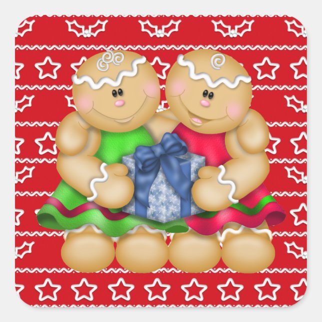 Christmas Holiday Gingerbread cartoon sticker (Front)