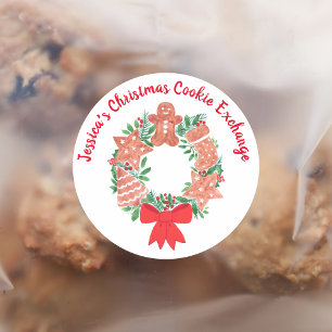 Christmas Holiday Gingerbread Cookie Exchange  Classic Round Sticker