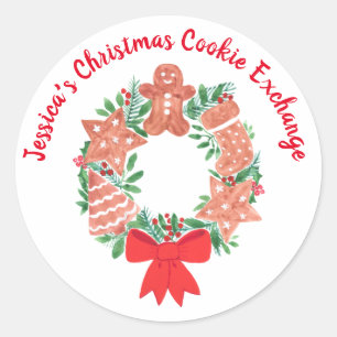 Christmas Holiday Gingerbread Cookie Exchange Classic Round Sticker