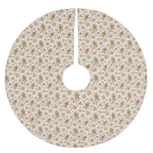Christmas Holiday Gingerbread Man Candy Canes Brushed Polyester Tree Skirt