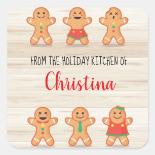 Christmas Holiday Gingerbread Square Sticker