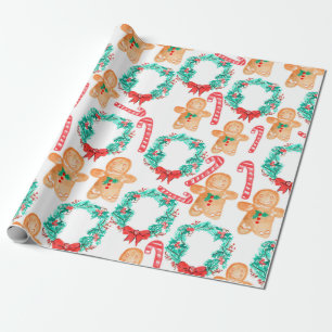 Christmas holiday gingerbread wrapping paper