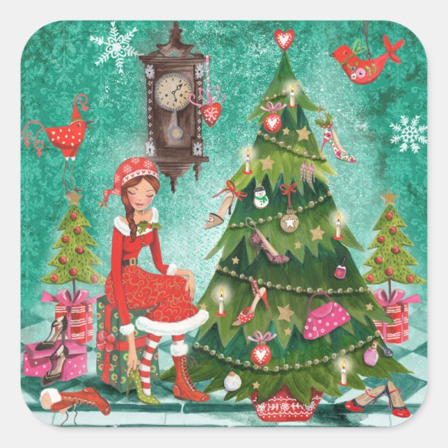 Christmas Holiday girly Tree | Sticker (Front)