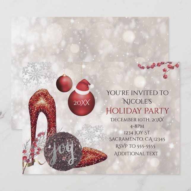 Christmas Holiday Glamour Party Event Invitation (Front/Back)