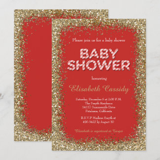 Christmas Holiday Glitter Baby Shower Invitation