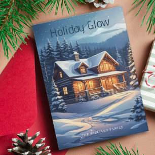 Christmas Holiday Glow Cabin Snowy Trees & Lights