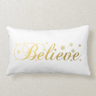 Christmas Holiday Gold Believe Lumbar Cushion