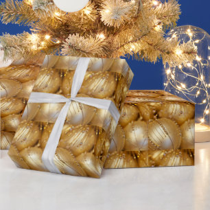 Christmas,Holiday, Gold & Sparkling Glitter Wrapping Paper