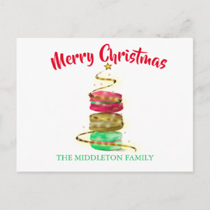 Christmas Holiday Gold Tree Colourful Macaroons Postcard
