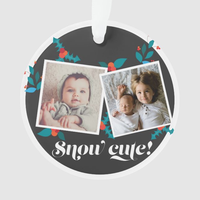 Christmas Holiday Grand Kids Cute Photo Ceramic Ornament (Front)