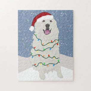 Christmas Holiday Great Pyrenees  Jigsaw Puzzle