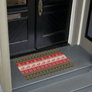 Christmas Holiday Green Red  Doormat