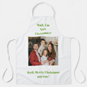 Christmas holiday green text photo apron