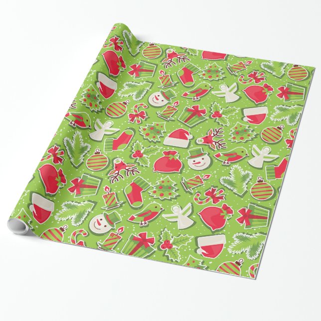 Christmas Holiday Green Wrapping Paper (Unrolled)