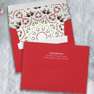Christmas Holiday Greenery Winter Foliage Holly Envelope