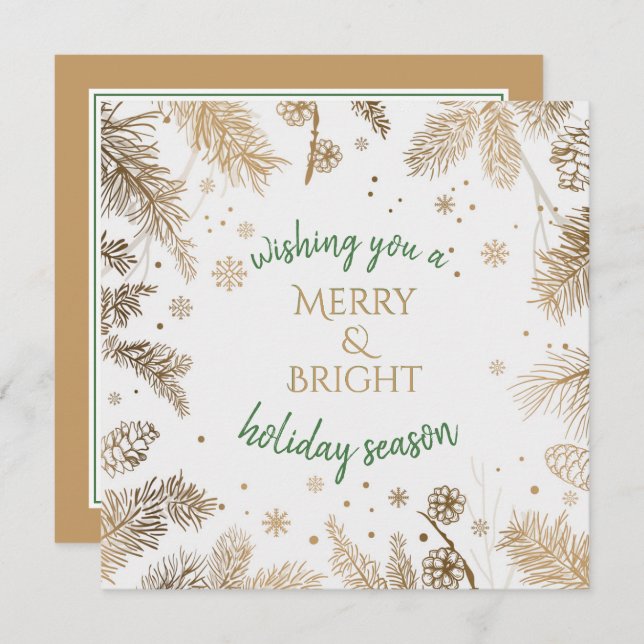 Christmas Holiday Greeting Gold Branches Card (Front/Back)