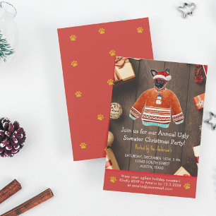 Christmas Holiday Griffon Dog Ugly Sweater Party Invitation