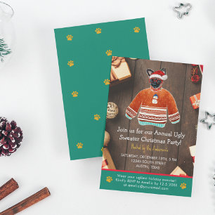 Christmas Holiday Griffon Dog Ugly Sweater Party Invitation