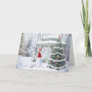 Christmas Holiday - Happy Holiday Xmas Scene Girl Card