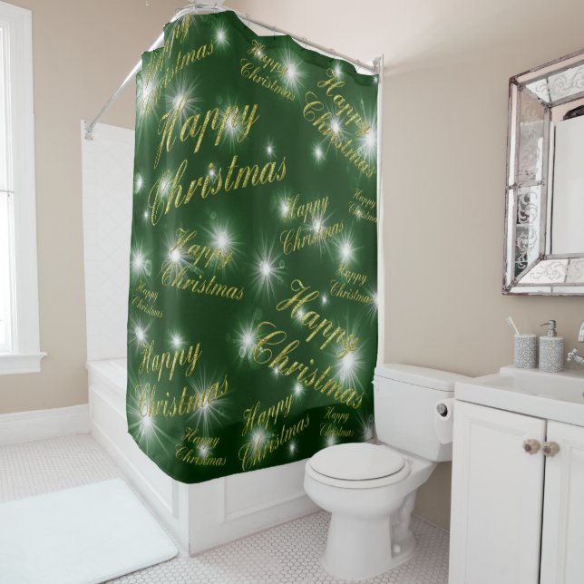 christmas, holiday, happy, xmas, year, new, winter shower curtain (In Situ)