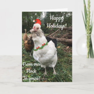 Christmas holiday hen sharing happy greetings! card