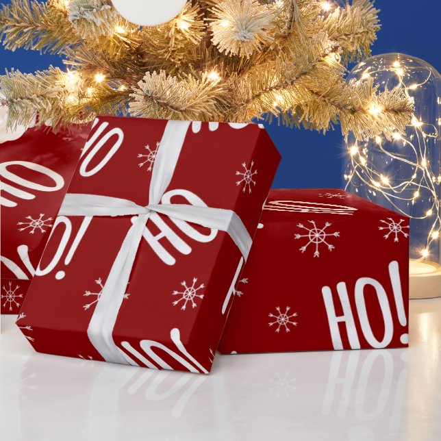 Christmas Holiday Ho Ho Red White Wrapping Paper (Holidays)