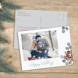 Christmas Holiday Holly Berries Greenery 1 Photo Postcard
