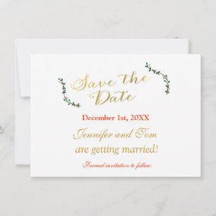 Christmas Holiday Holly Invitation Save date Card