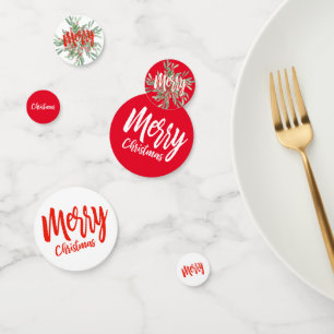 Christmas Holiday Holly Wreath Merry Table Confetti