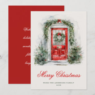 Christmas Holiday Home Classic Red Door Festive Card