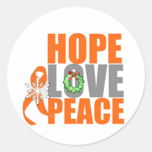 Christmas Holiday Hope Love Peace Leukaemia Classic Round Sticker