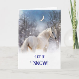 Christmas Holiday Horse in the Snow Pretty Moon Card