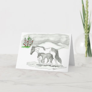 Christmas Holiday Horses Greeting Card