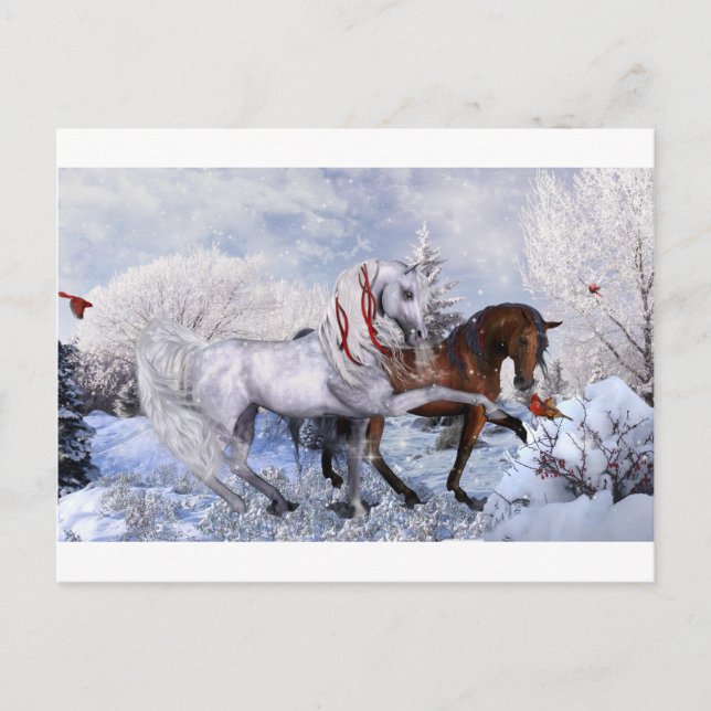 Christmas Holiday Horses Postcard (Front)