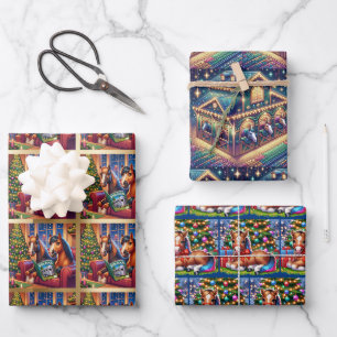 Christmas Holiday Horses Wrapping Paper Sheets