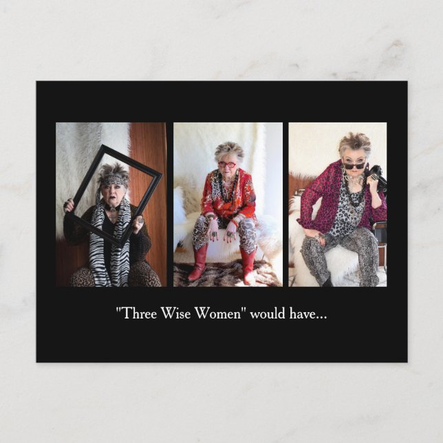 Christmas holiday humor with 3 wise women postcard (Front)