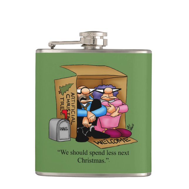 Christmas Holiday Humour Flask Gift (Front)