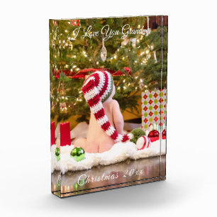 Christmas Holiday I Love You Grandma and Grandpa Photo Block