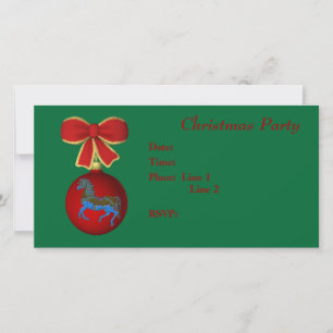 Christmas Holiday Invitation Carousel Horse Bow
