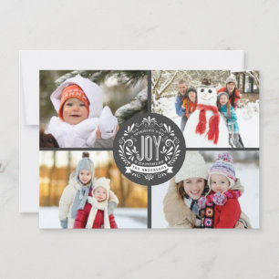 CHRISTMAS HOLIDAY JOY CHALK ART 4-PHOTO GREETING CARD
