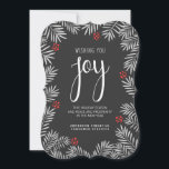 Christmas Holiday Joy Chalkboard Pine Branch<br><div class="desc">Holiday Joy season's greetings trendy and economical flat cards ideal for business or personal use. Classic seasonal pine tree branches with casual chalkboard style typography. A bright and joyful expression of holiday cheer -- Easy to add your corporate or business name, family, or your own special greeting. Non-secular non-religious contemporary,...</div>