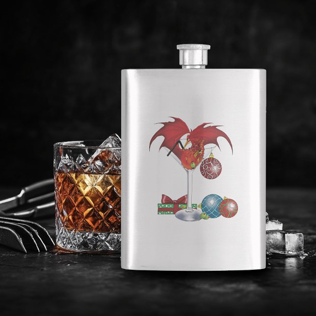 Christmas Holiday Joy Dragon Hip Flask (Creator Uploaded)