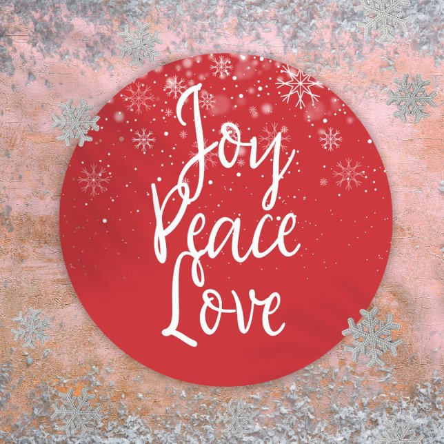 Christmas Holiday Joy Peace Love Classic Round Sticker (Christmas Holiday Joy Peace Love Classic Round Sticker)