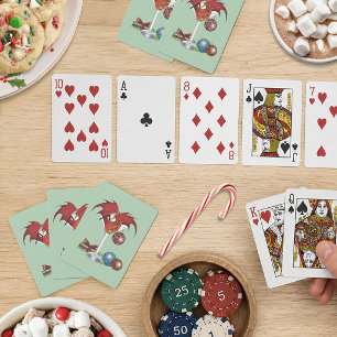 Christmas Holiday Joy Red Dragon Cocktail Cheer Playing Cards