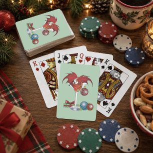 Christmas Holiday Joy Red Dragon Cocktail Cheer Playing Cards