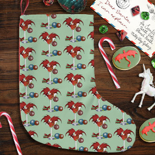 Christmas Holiday Joy Red Dragon Cocktail Cheer Small Christmas Stocking