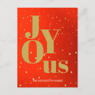 Christmas Holiday Joy Red Gold Elegant Chic Postcard